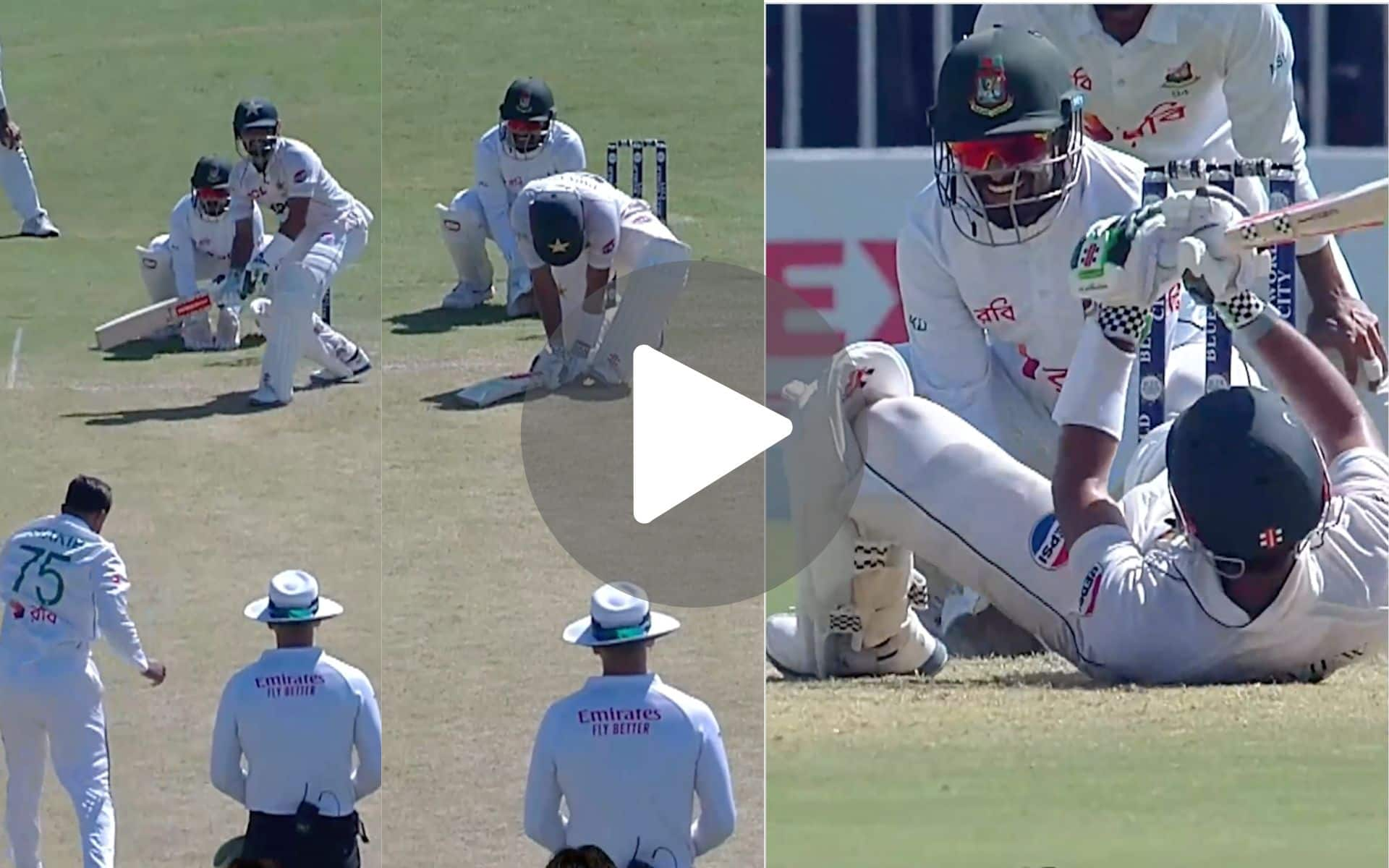 [Watch] Shakib's Clever Move Leaves Babar Azam Rolling On The Pitch; Shares A Laugh With Litton Das